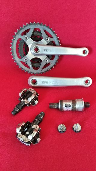 Bielas + Eje + Pedales Shimano STX RC Cuadradillo