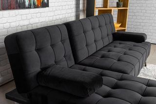 Sofá-cama chaise-longue terciopelo negro