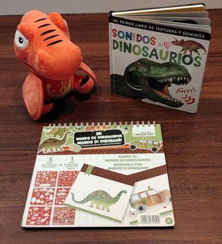 Peluche Dino + Libro Sonidos Dinosaurios