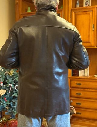 Chaquetón Cuero Marrón Oscuro Talla M Mass Dut