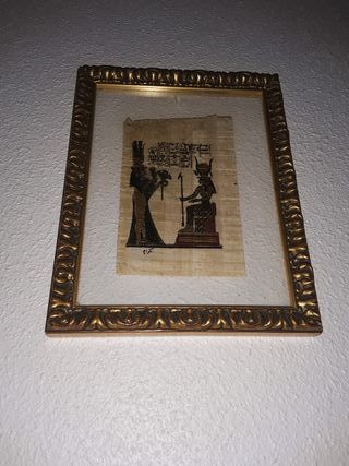 Cuadro Egipcio Pergamino Marco Dorado