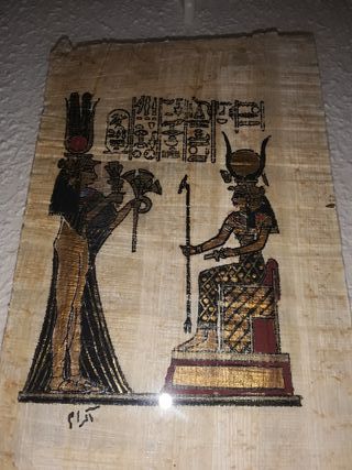 Cuadro Egipcio Pergamino Marco Dorado