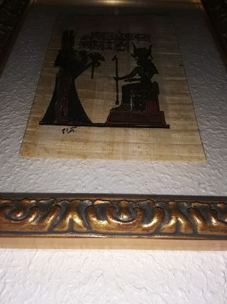 Cuadro Egipcio Pergamino Marco Dorado