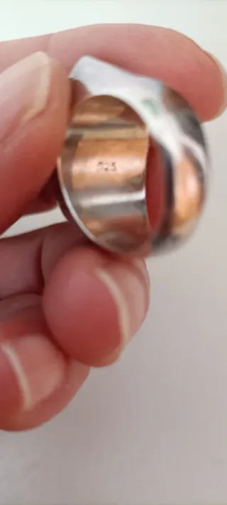 Anillo Vintage Plata y Coral Rojo