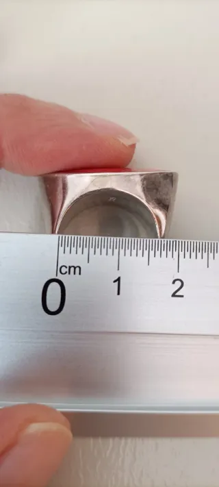 Anillo Vintage Plata y Coral Rojo