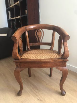 Butaca colonial madera teca y ratán