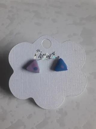 Pendientes Triángulo Azul y Rosa