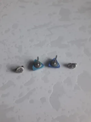 Pendientes Triángulo Azul y Rosa