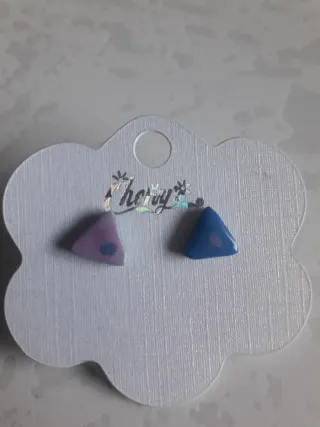 Pendientes Triángulo Azul y Rosa