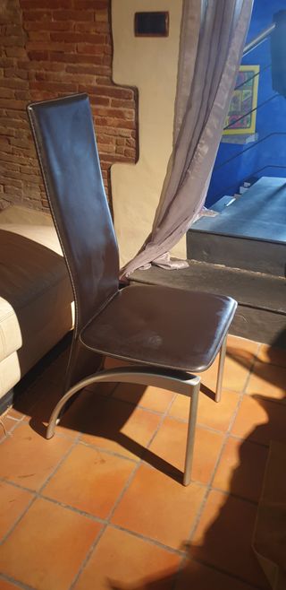 4 Sillas Comedor Piel y Metal