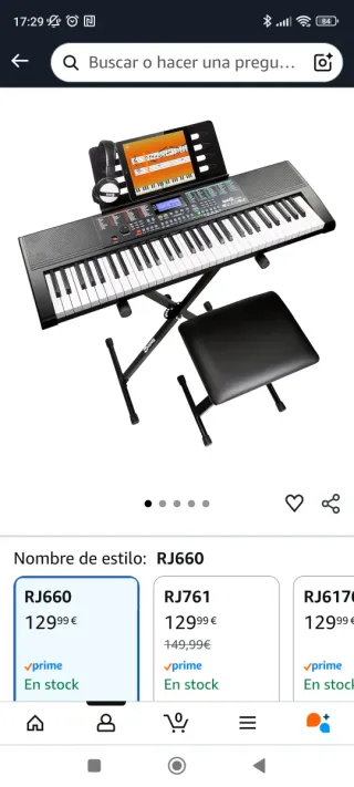 Teclado electrónico con soporte y banqueta