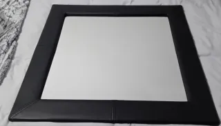 Espejo Negro Cuadrado Marco Piel