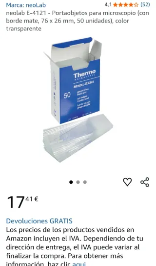 Portaobjetos microscopio Thermo Scientific 50 uds
