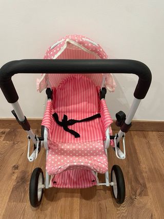 Cochecito de muñecas rosa Mas 3 bebés