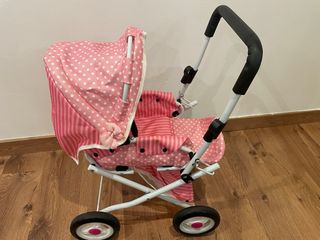 Cochecito de muñecas rosa Mas 3 bebés