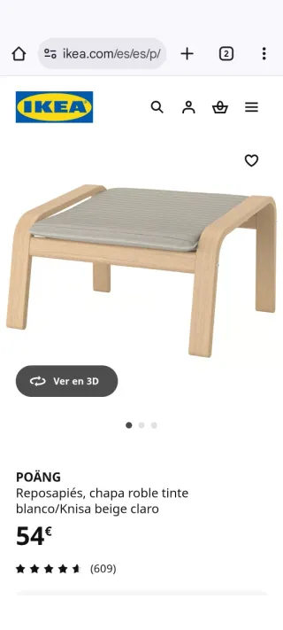 Reposapiés para butaca Poäng madera y tela gris.
