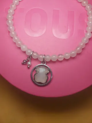 Pulsera Tous elástica cuarzo rosa