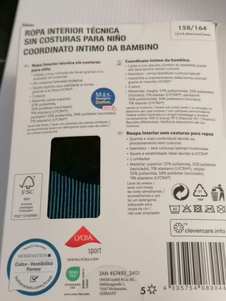 Crivit Ropa Interior Técnica Niño Talla L