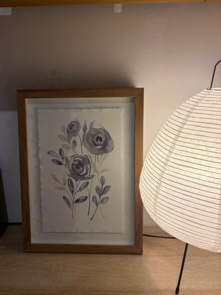 2 Quadri Fiori Acquerello Cornice Legno