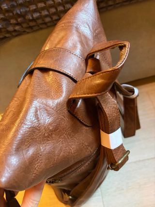 Mochila de piel  búfalo en color marrón