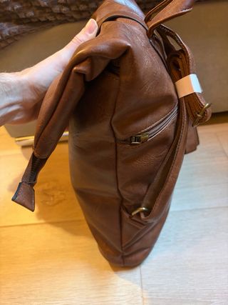 Mochila de piel  búfalo en color marrón