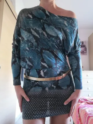 Vestito donna fantasia verde e nero