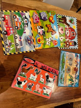 Lote 5 Puzzles Madera Niños 2 Años