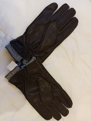 Guantes Emidio Tucci Piel Talla 4 Marrón Chocolate