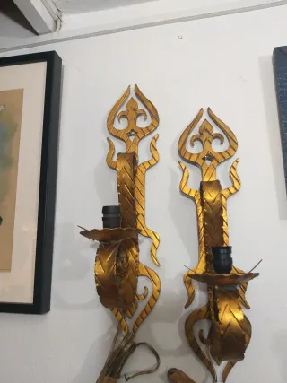 Apliques forja antiguos dorados (2 unidades)