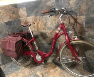 Bicicleta Urbana Kalkhoff Roja con Alforjas