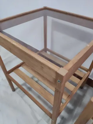 2 Mesitas Noche Bambú Cristal