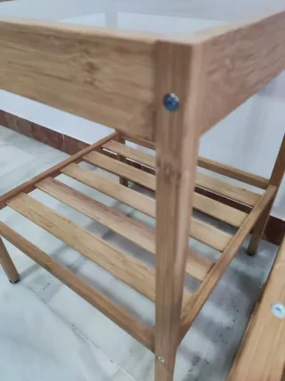 2 Mesitas Noche Bambú Cristal