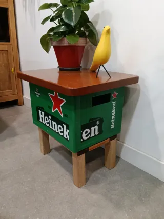 Mesita Taburete Heineken Madera y Plástico