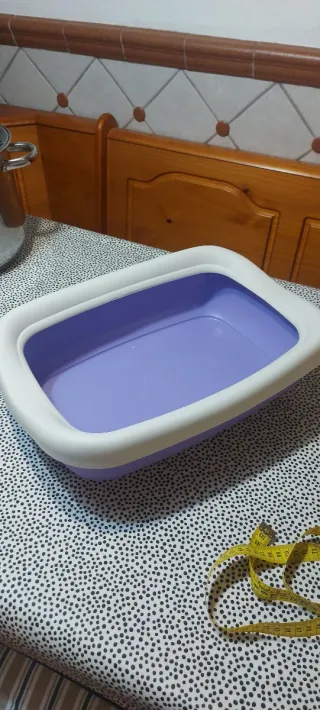 Arenero pequeño morado y blanco