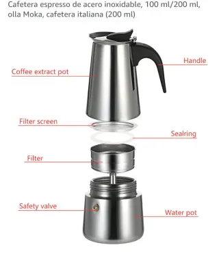 Cafetera italiana de acero inoxidable