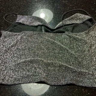 Top fiesta plateado brillante