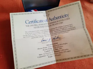 Plata - Medio Dólar 1993 Bill of Rights