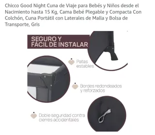 Cuna de viaje Chicco Good Night gris
