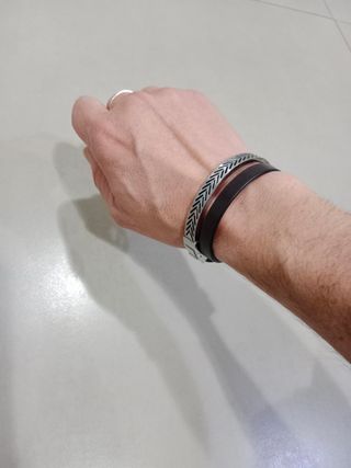 PULSERA VICEROY DE ACERO Y CUERO