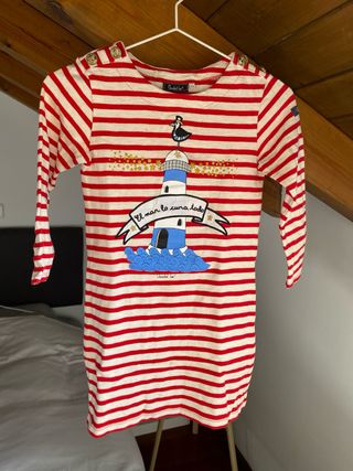 Vestido niña Anabel Lee faro rayas rojas