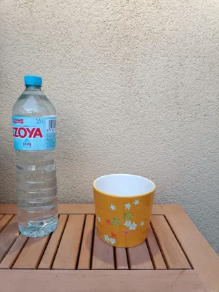 Maceta decorativa cerámica amarilla