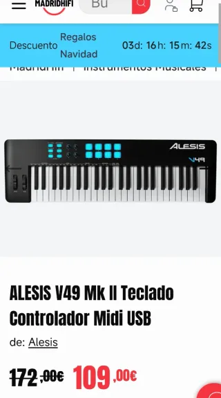 Teclado Controlador MIDI Alesis V49 MKII