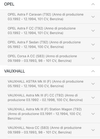 Serie guanizioni testata Opel 1.6 4 Cilindri