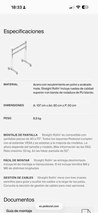 Soporte TV Pedestal con Ruedas straight rollin