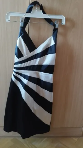 Vestido fiesta rayas blanco y negro