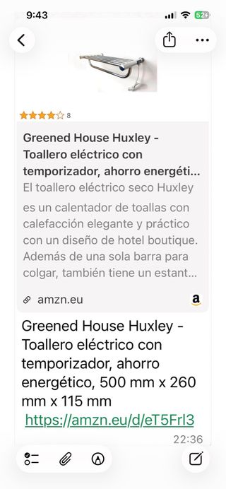 Toallero eléctrico cromado