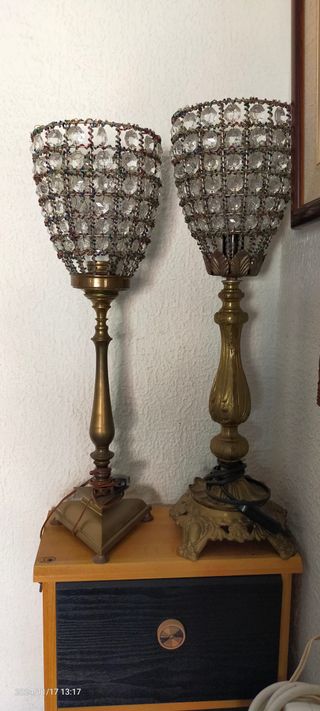 Lámparas de Mesa Vintage Cristal y Metal