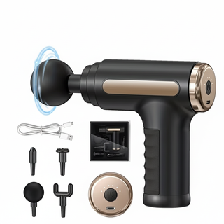 Pistola Masajeador Muscular Negro Dorado