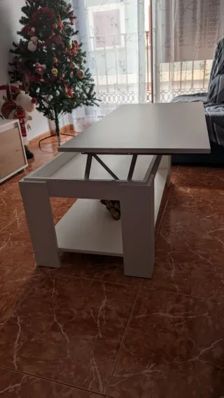 Mesa auxiliar blanca elevable