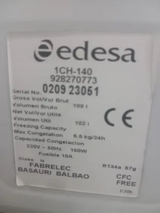 Congelador Edesa pequeño blanco por 130€!